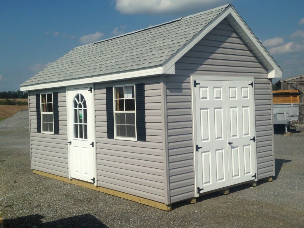 Frame Vinyl Storage Shed with Deluxe package and higher pitch roof