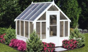 Hobby greenhouse delivered assembled. Portable greenhouse with shelves and fan, perfect from backyard hobby gardeners.