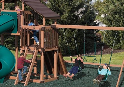 Vinyl wrapped affordable swing set available in MD with tower and multiple swings